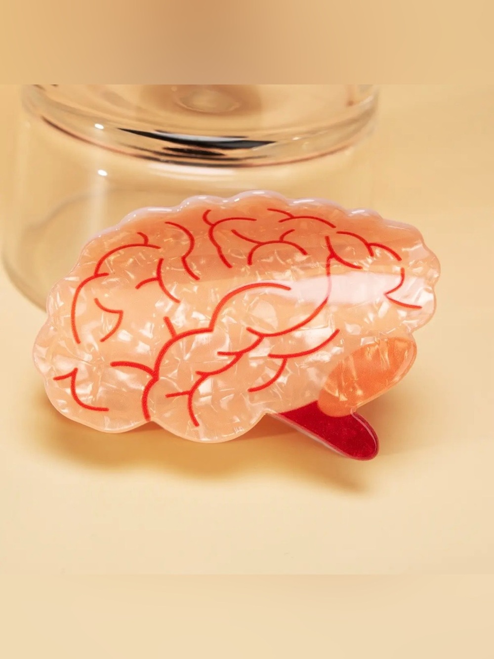 Pink Brain-Shaped Hair Clip - Novelty Hair Accessory